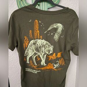 Graphic Tee with Wolf and Desert Scene